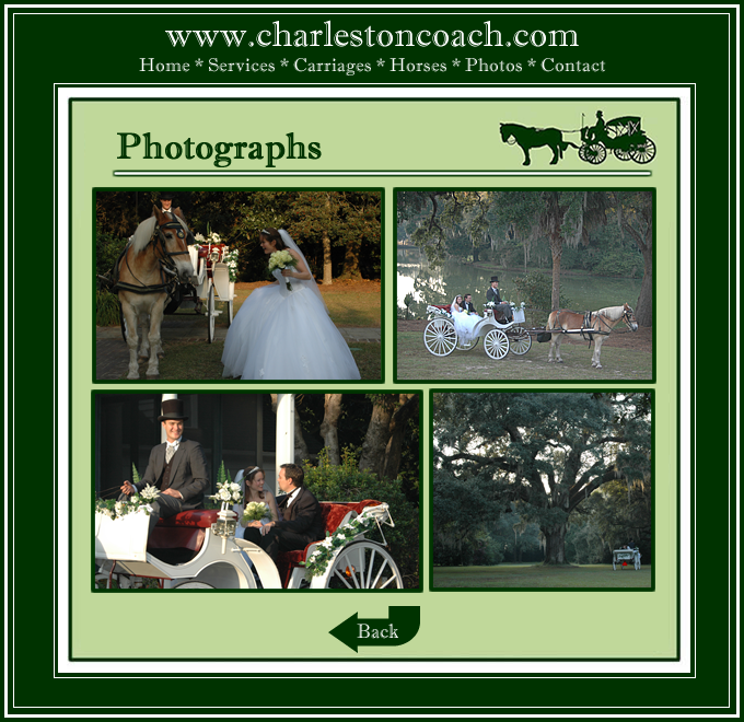 Charleston Coach is a luxury horse-drawn carriage service, specializing in distinctive weddings. Our carriage can be delivered to any location in the Charleston Area. Your Fairytale Awaits! (843) 709-0988